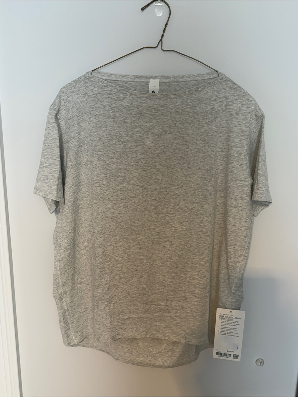 NWT Lululemon Back In Action Organic Cotton T-Shirt Heather Grey Size 4